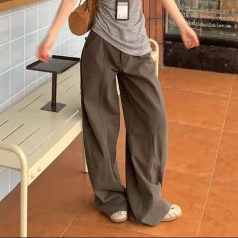 タックワイドパンツ ゆったり美シルエットタックパンツ