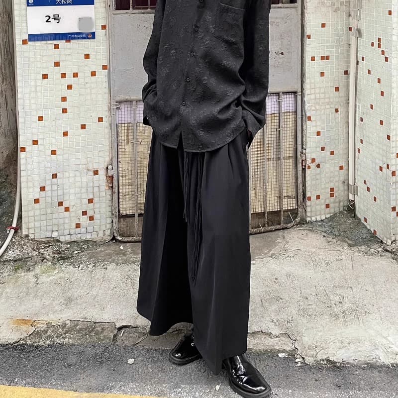 タックワイドパンツ 黒 ゆったりタック入り ワイドパンツ ユニセックス