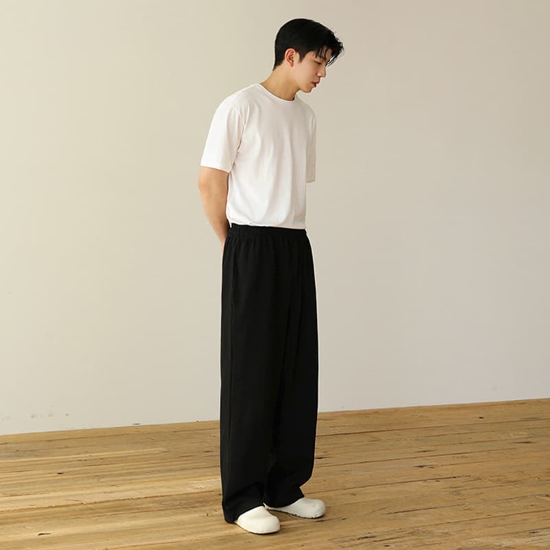 タックワイドパンツ なめらか上質リネンワイドパンツ
