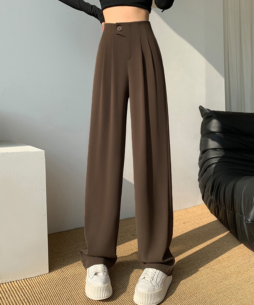 ハイウエストタックワイドパンツ