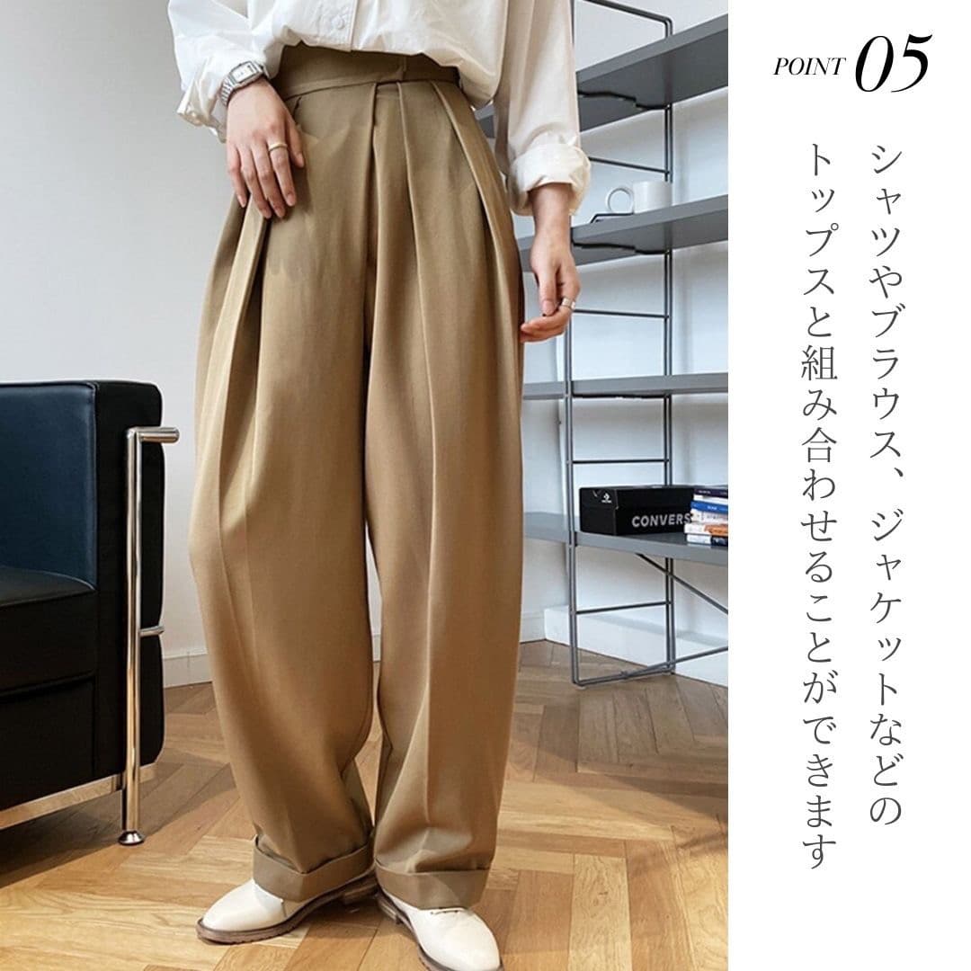 レディース タックワイドパンツ 韓流スタイル