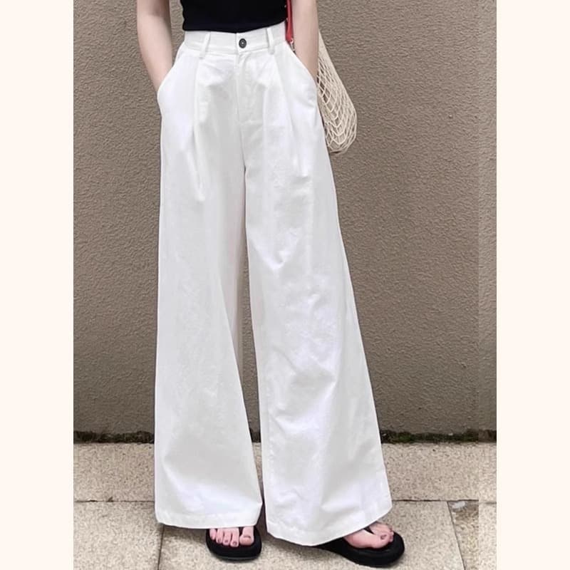 タックワイドパンツ なめらか落ち感ワイドパンツ
