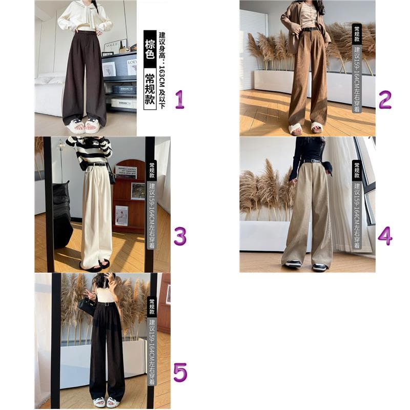 レディース タックワイドパンツ 韓国風 チノパンツ 5色展開