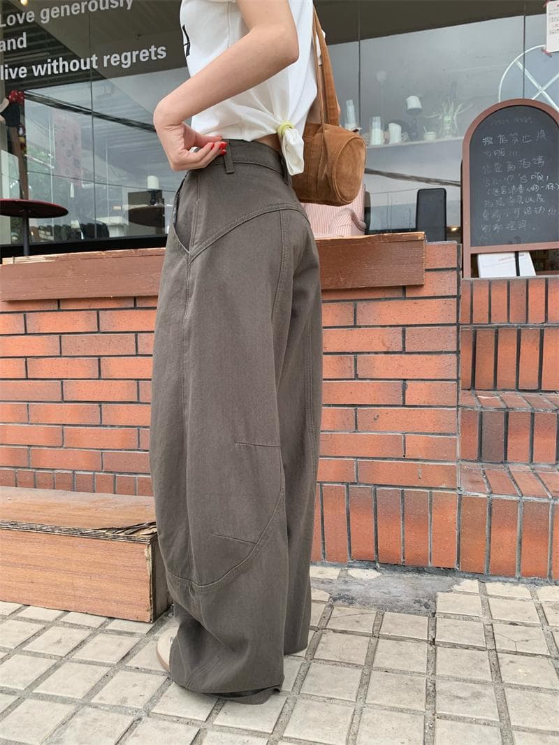 タックワイドパンツ ゆったり美シルエットタックパンツ
