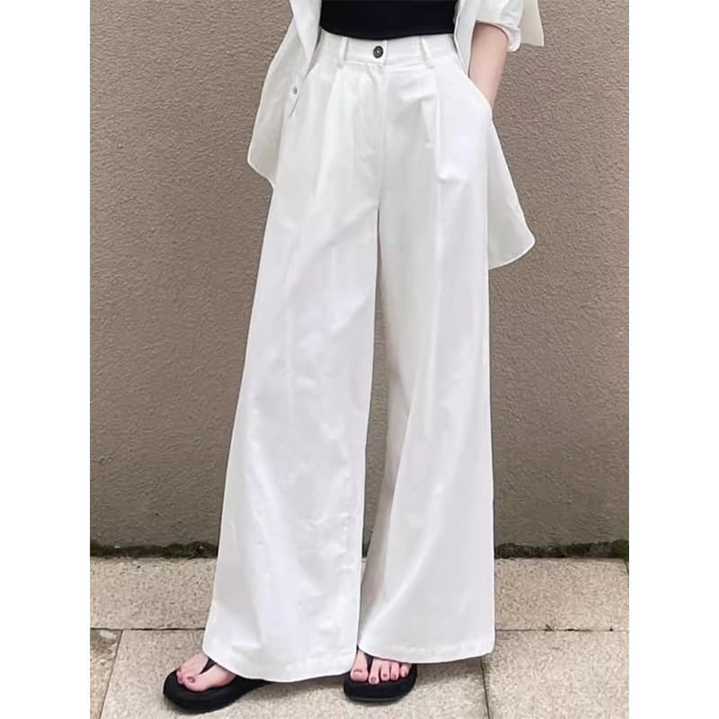 タックワイドパンツ なめらか落ち感ワイドパンツ