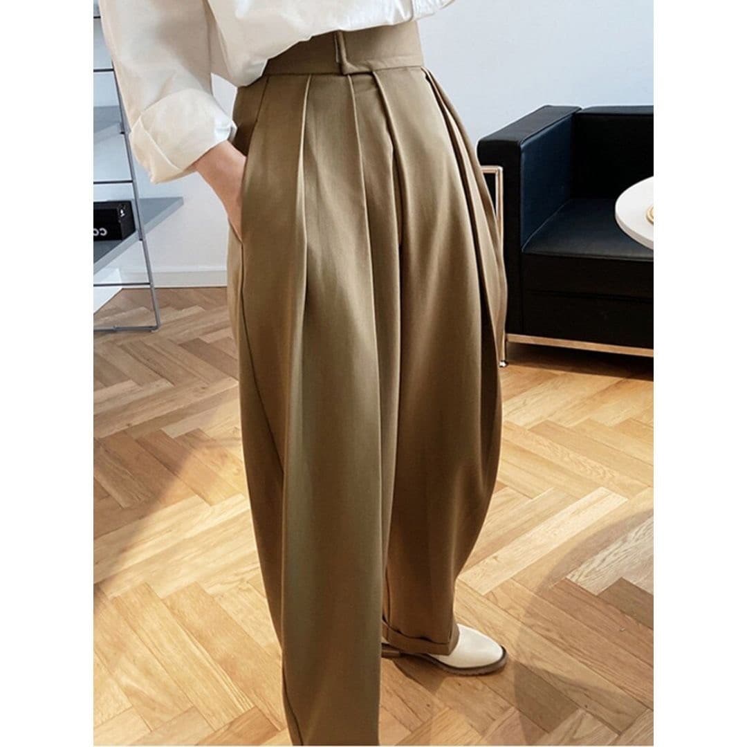 レディース タックワイドパンツ 韓流スタイル