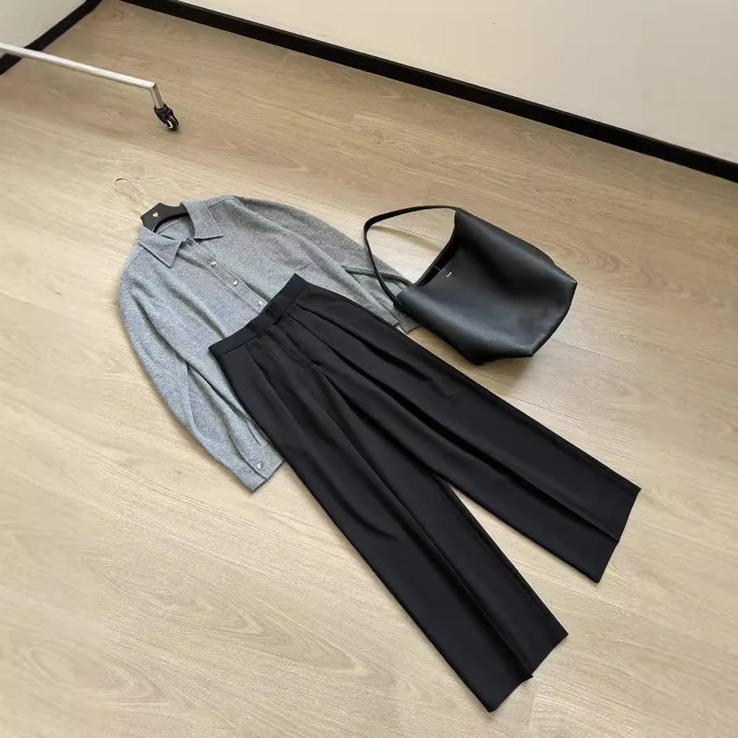 タックワイドパンツ やわらかなストレッチワイドパンツ
