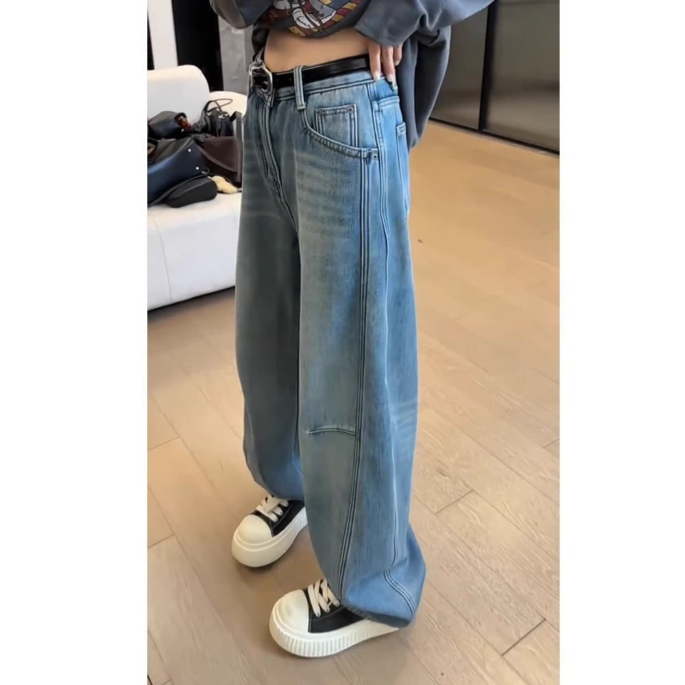 タックワイドパンツ 立体シルエット ワイドデニムパンツ