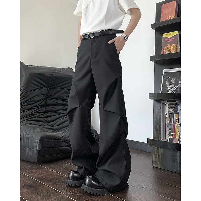 タックワイドパンツ ゆったりシルエットタックパンツ