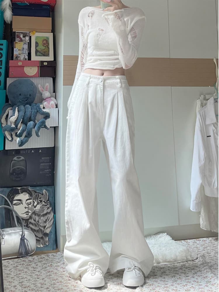 タックワイドパンツ ゆったりドレープリネンタックパンツ