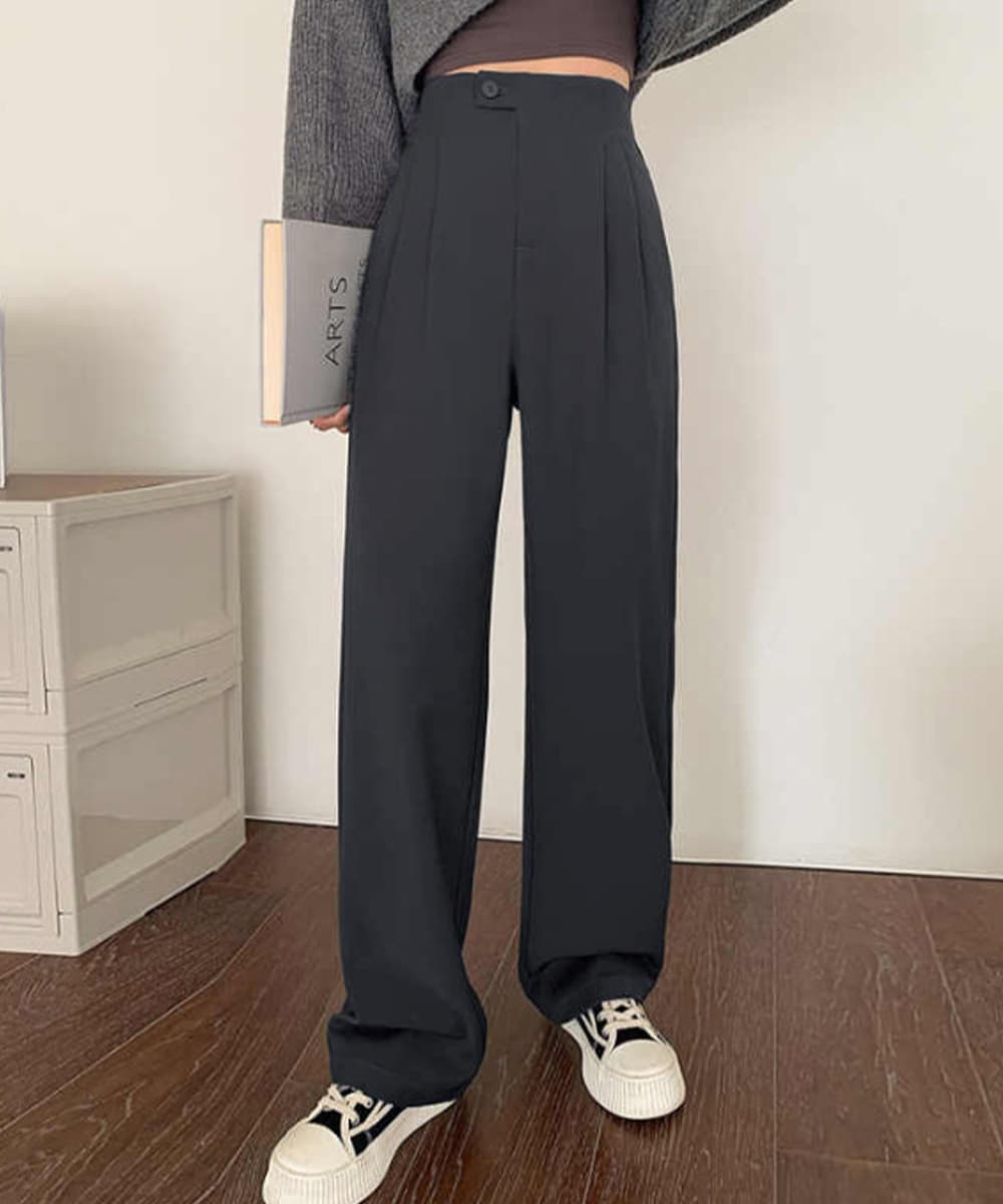 ハイウエストタックワイドパンツ