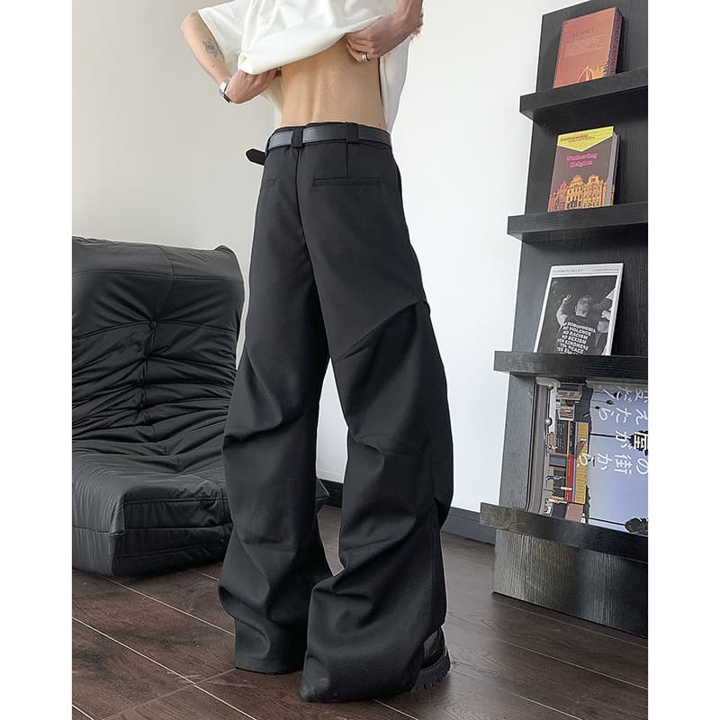 タックワイドパンツ ゆったりシルエットタックパンツ