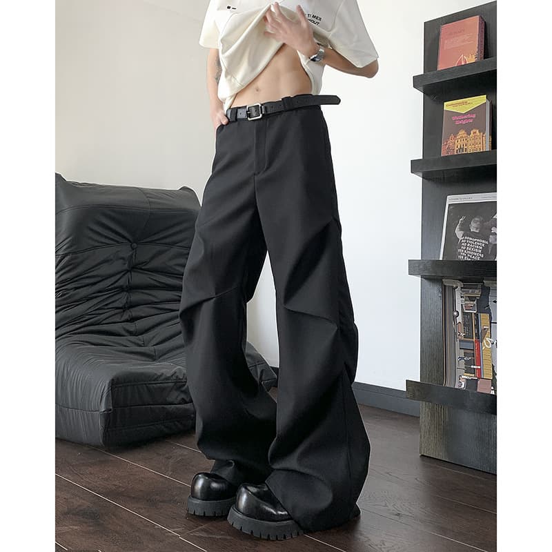 タックワイドパンツ ゆったりシルエットタックパンツ