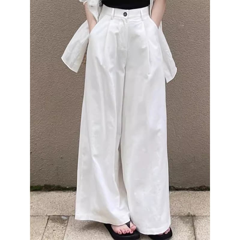 タックワイドパンツ なめらか落ち感ワイドパンツ