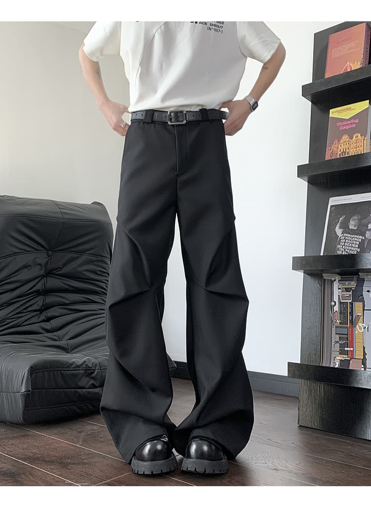 タックワイドパンツ ゆったりシルエットタックパンツ