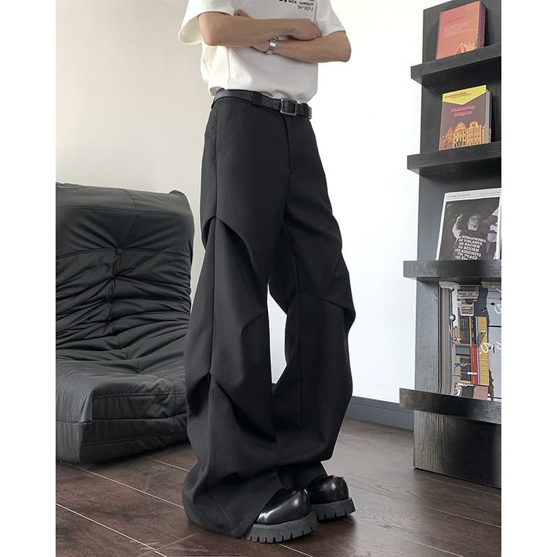 タックワイドパンツ ゆったりシルエットタックパンツ