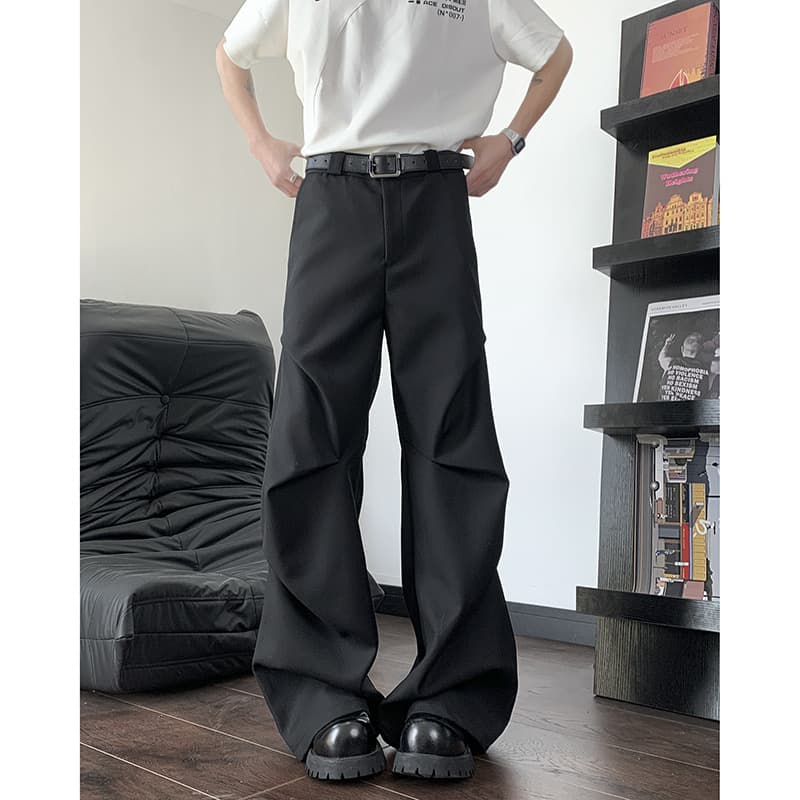タックワイドパンツ ゆったりシルエットタックパンツ