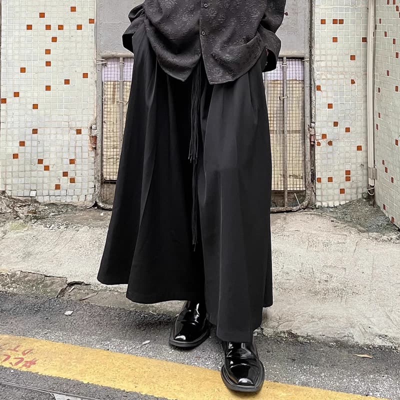 タックワイドパンツ 黒 ゆったりタック入り ワイドパンツ ユニセックス