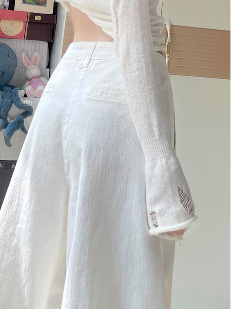 タックワイドパンツ ゆったりドレープリネンタックパンツ