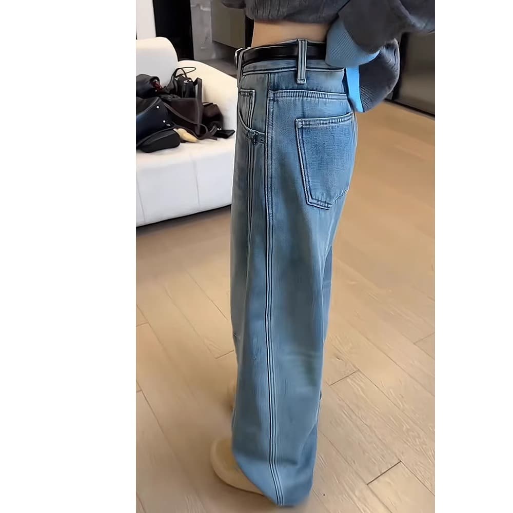 タックワイドパンツ 立体シルエット ワイドデニムパンツ