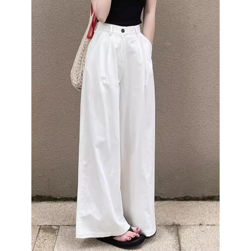 タックワイドパンツ なめらか落ち感ワイドパンツ