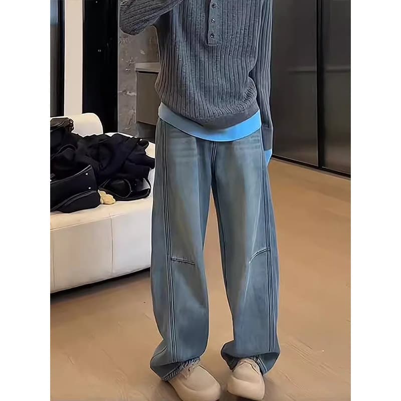 タックワイドパンツ 立体シルエット ワイドデニムパンツ