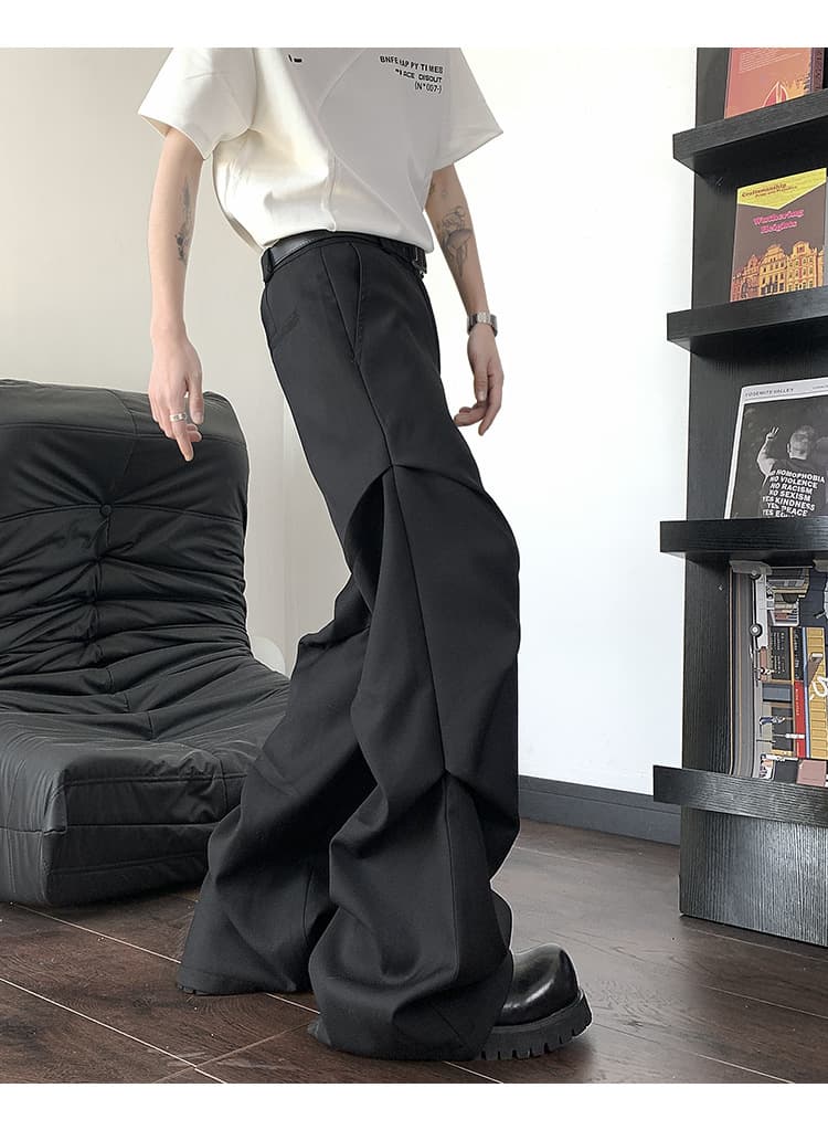タックワイドパンツ ゆったりシルエットタックパンツ