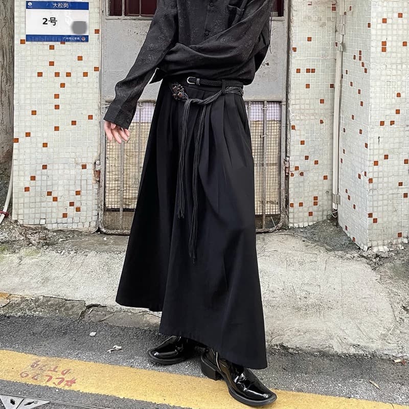 タックワイドパンツ 黒 ゆったりタック入り ワイドパンツ ユニセックス