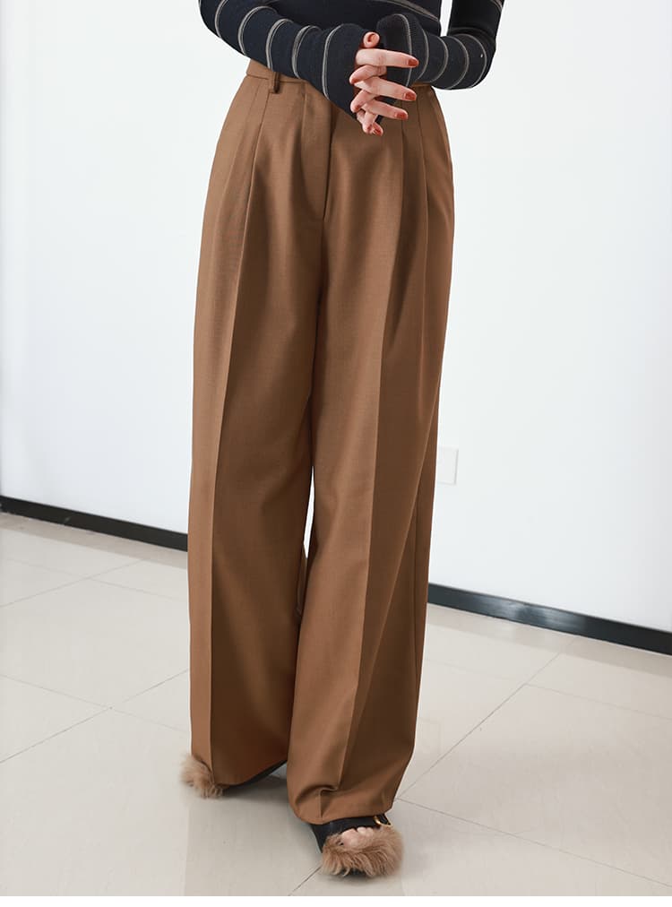 タックワイドパンツ ゆったり美脚タックドレープパンツ