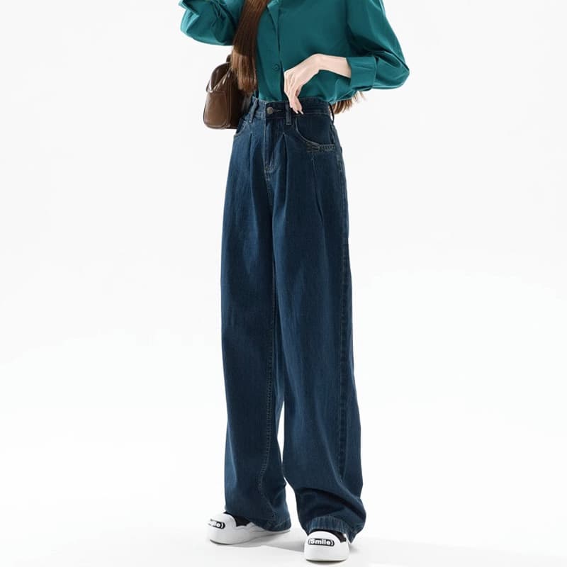タックワイドパンツ ゆったりシルエットタックデニム